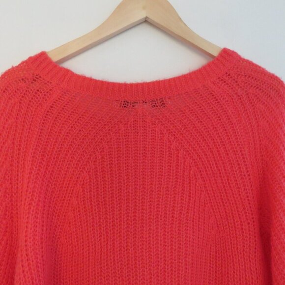 NAADAM Open Knit Bell Sleeve Tied Sweater in Coral Pink Bright - Size S - Picture 10 of 14